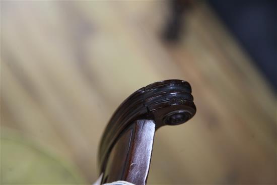 A William IV mahogany harpists stool, H.2ft 10in.